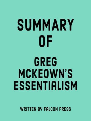 cover image of Summary of Greg Mckeown's Essentialism